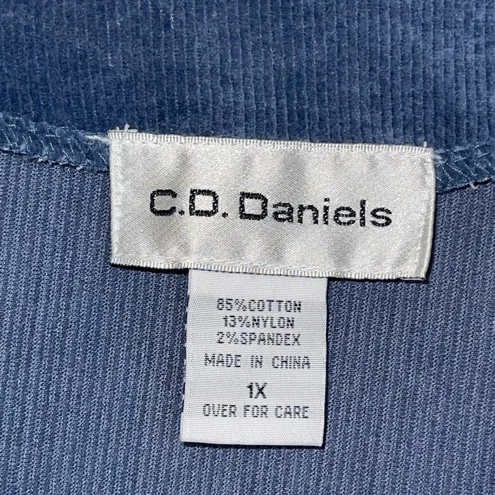 NWT C D  Daniels full zip, long sleeve velour jacket. Size 1X Teal Blue color. - Picture 6 of 7